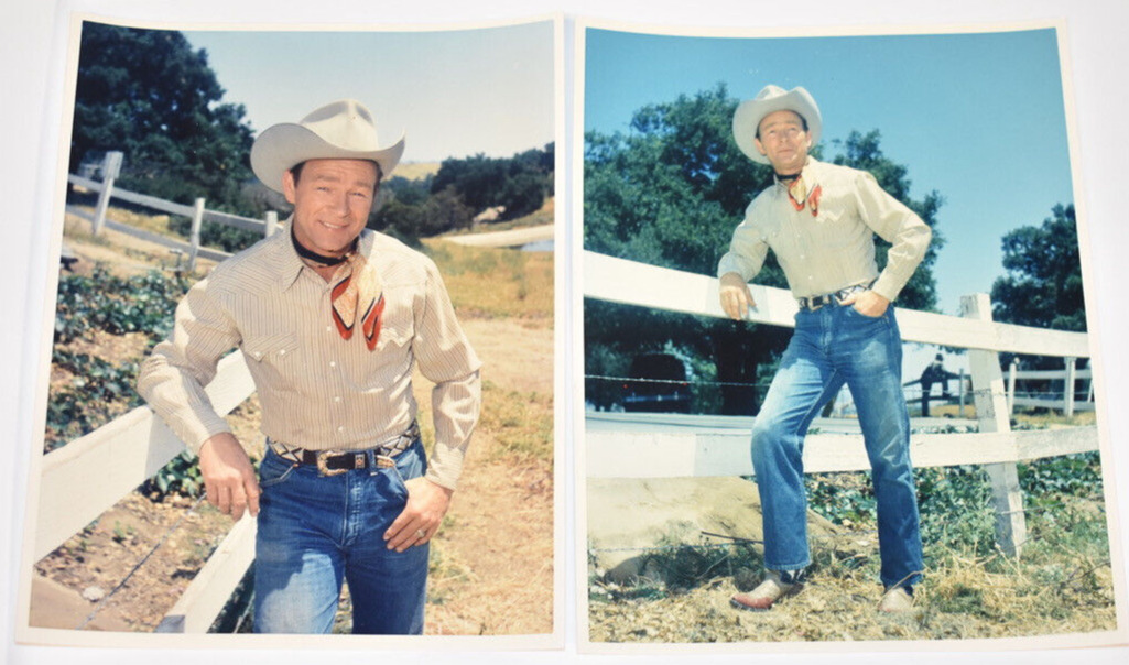 Lot of 2 Roy Rogers Color photos 8 x 10 cowboy Western boots hat