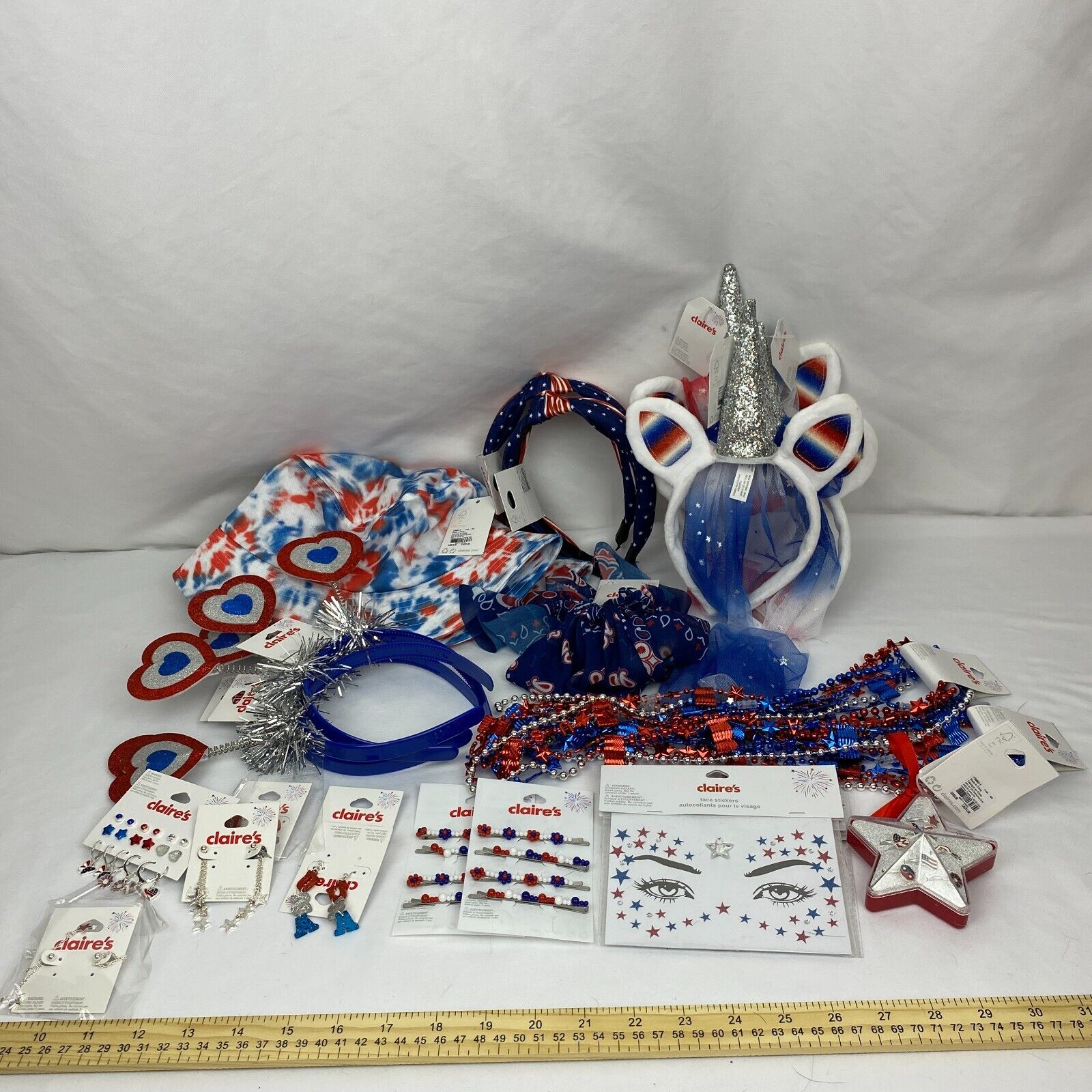 HUGE 4th Of July Lot Of Claire\'s Items BRAND NEW - Earrings, Headbands, Hats +++