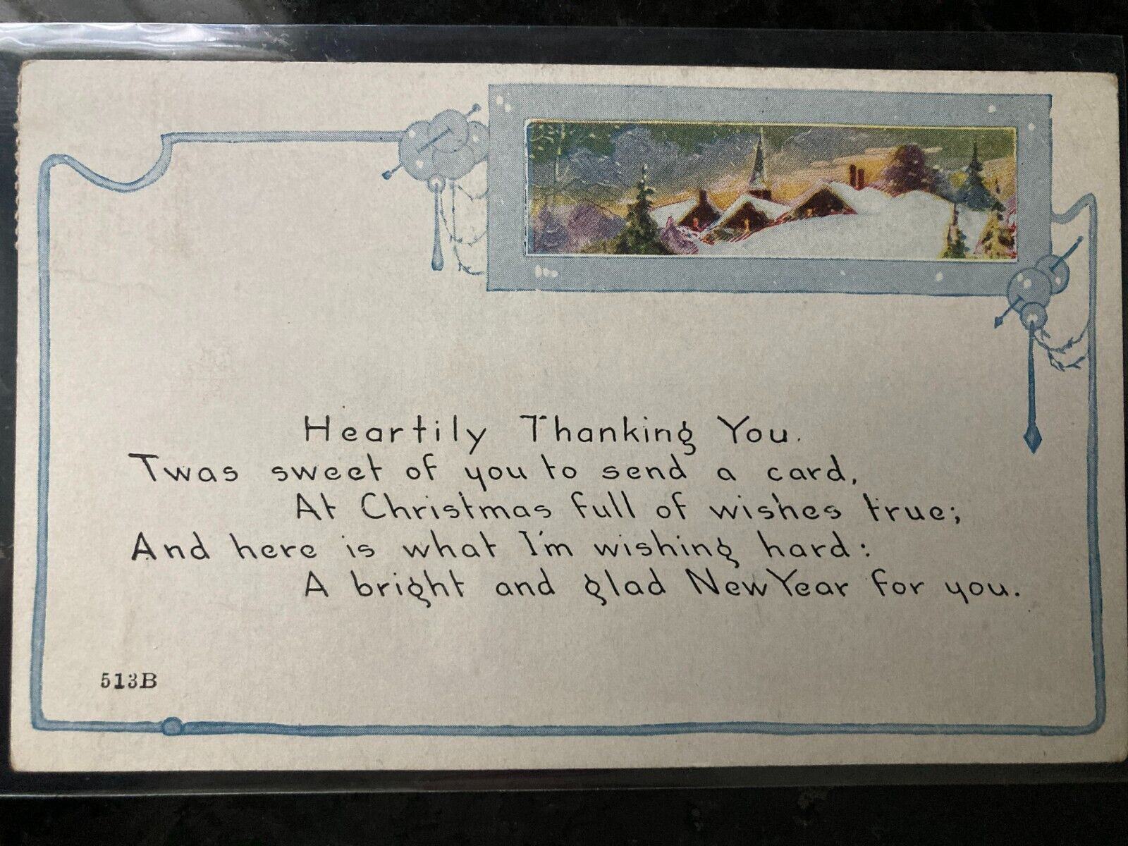 1922 Christmas Thank You with George Washington 1 cent Stamp Post Card