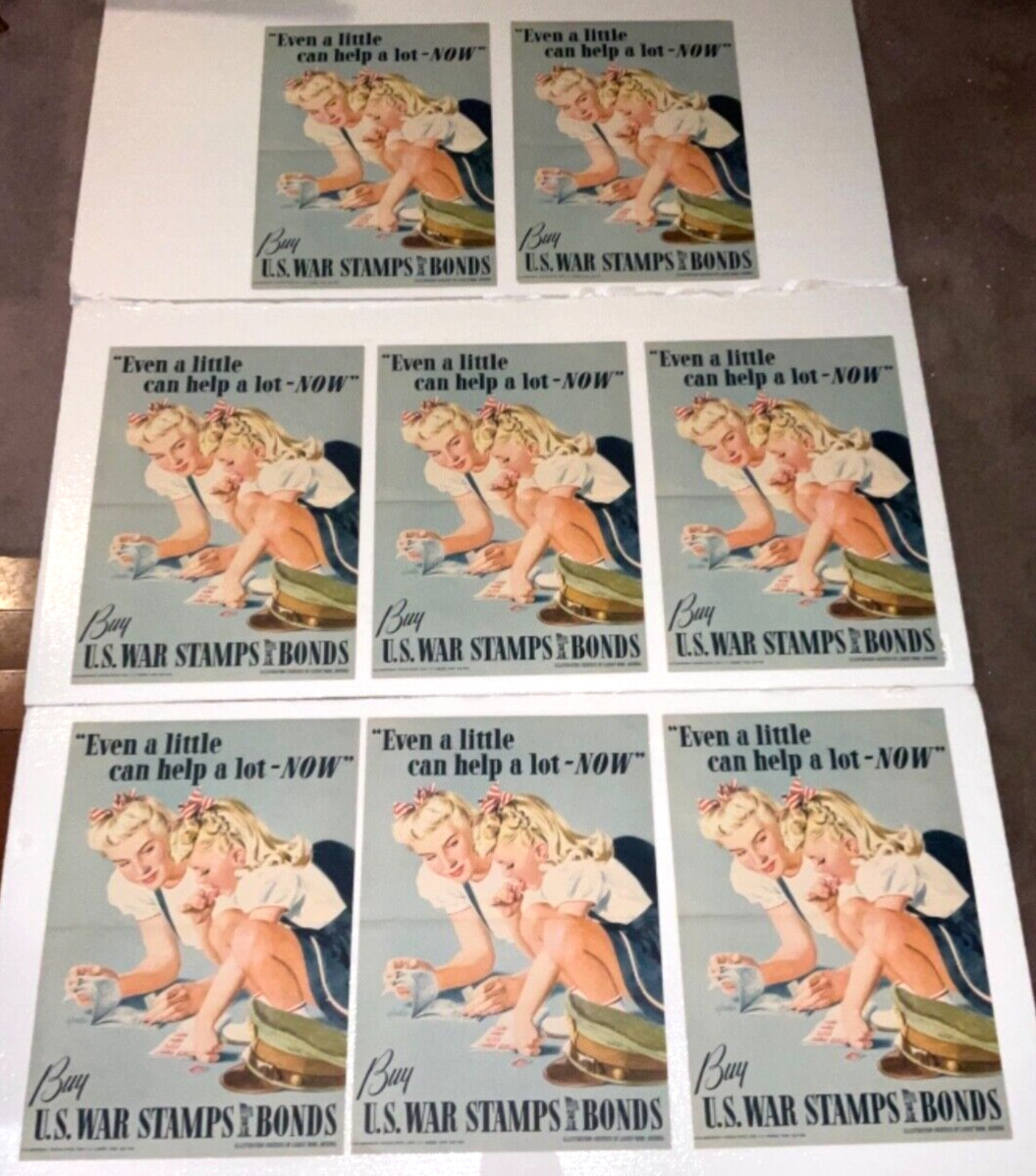 WWII BUY WAR STAMPS & BONDS ADVERTISING POSTERS - RARE LOT OF 7 NOS POSTERS-READ