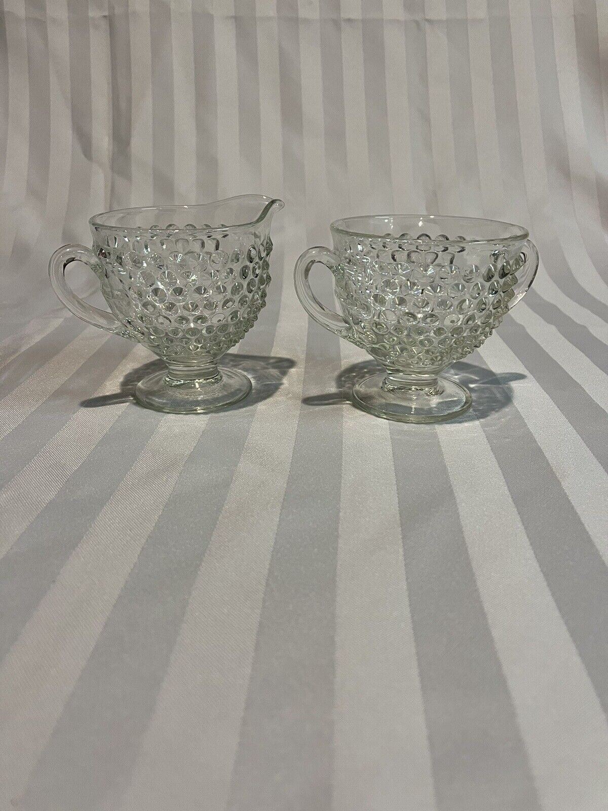 American Pioneer Clear Cream and Sugar Set, Depression, Liberty Works 1931