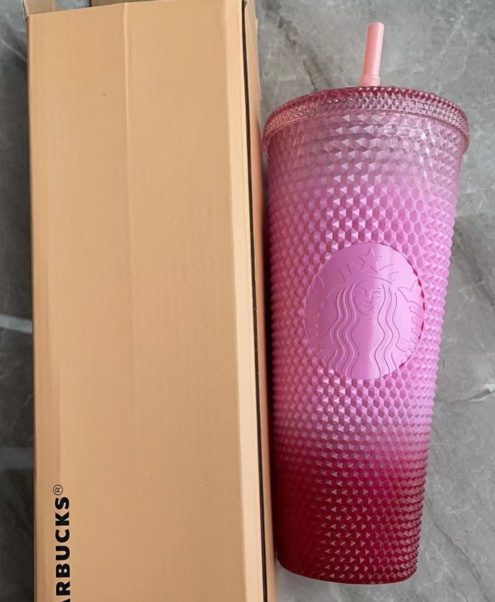 New Starbucks Gradient Pink Diamond Studded Cup Venti Tumbler 24oz Cool Gift