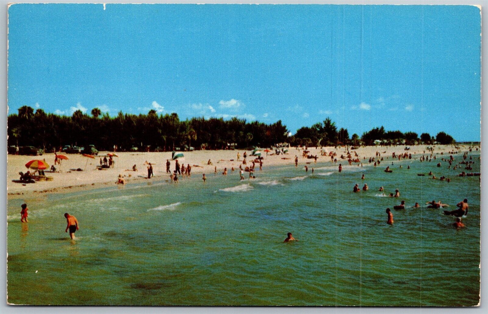 Vtg Clearwater Florida FL Beach View Bathers 1950s Postcard