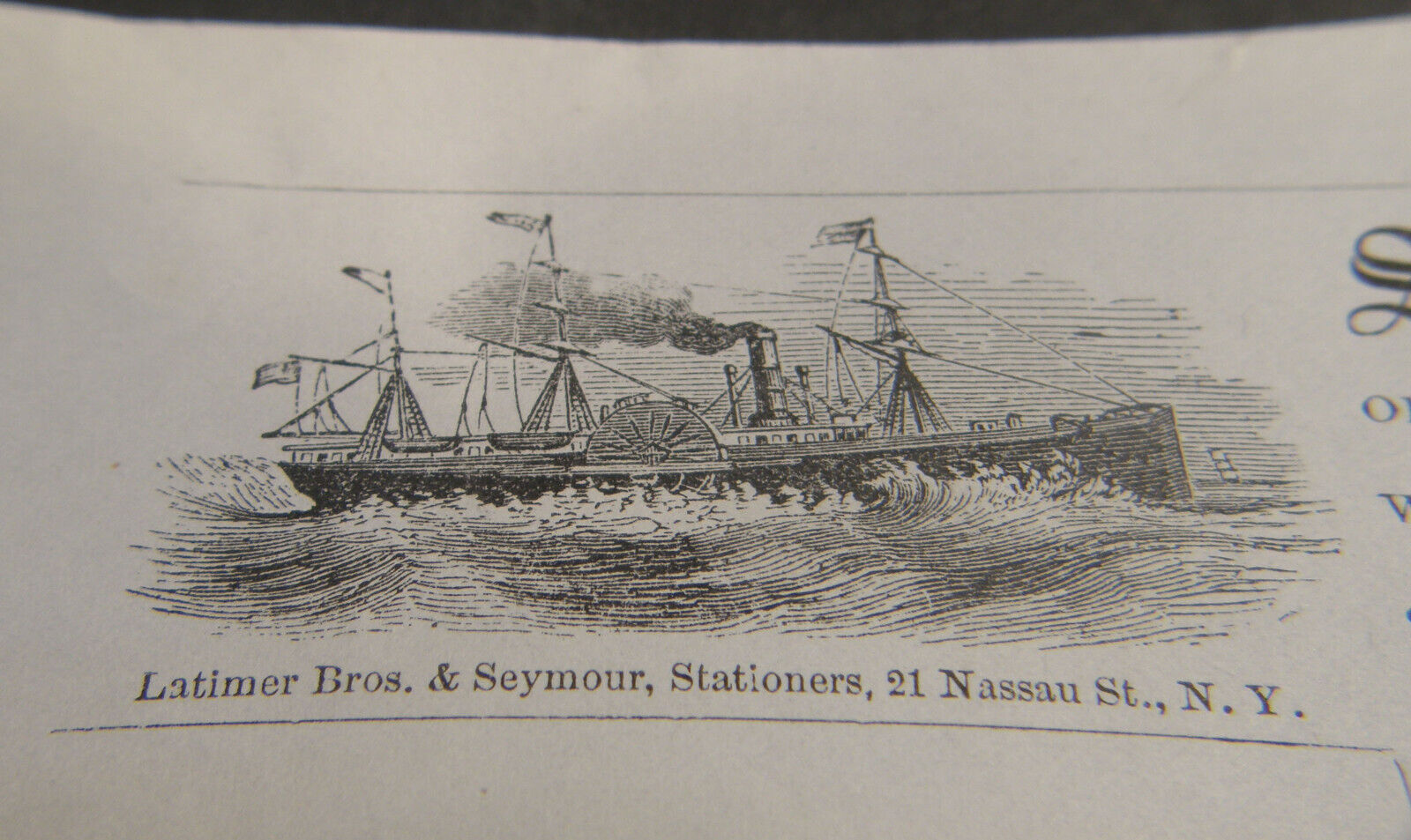 ANTIQUE 1859 SHIP\'S BILL OF LADING SCHOONER \
