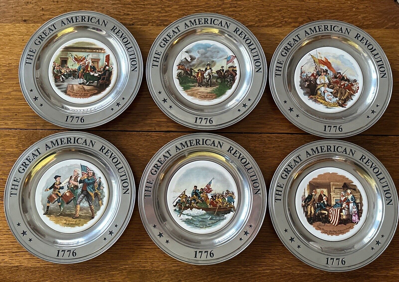 6 - 10 1/2” American Bicentennial Collection Pewter Plates Williamsport Foundry