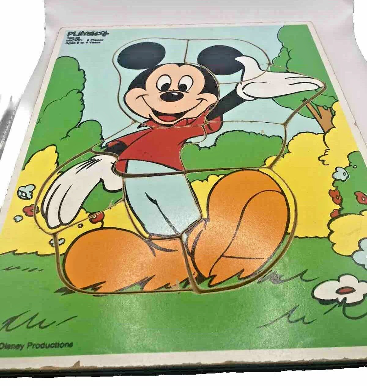 Vintage 1980’s Wooden PLAYSKOOL MICKEY MOUSE (9 Piece) Puzzle # 190-05 ~Complete