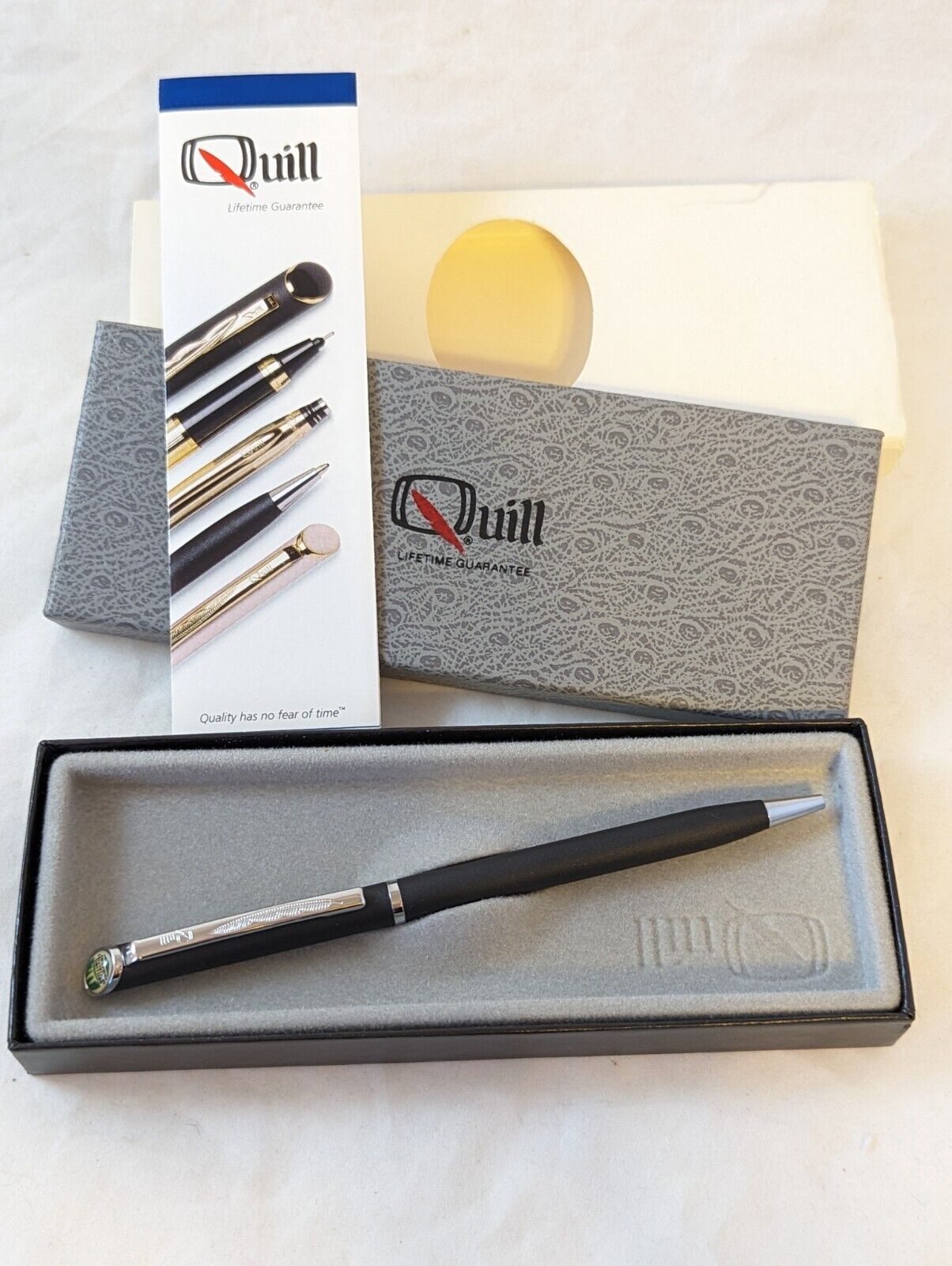 Vintage QUILL Pen Matte Black w/Chrome Drilling Specialties NIB