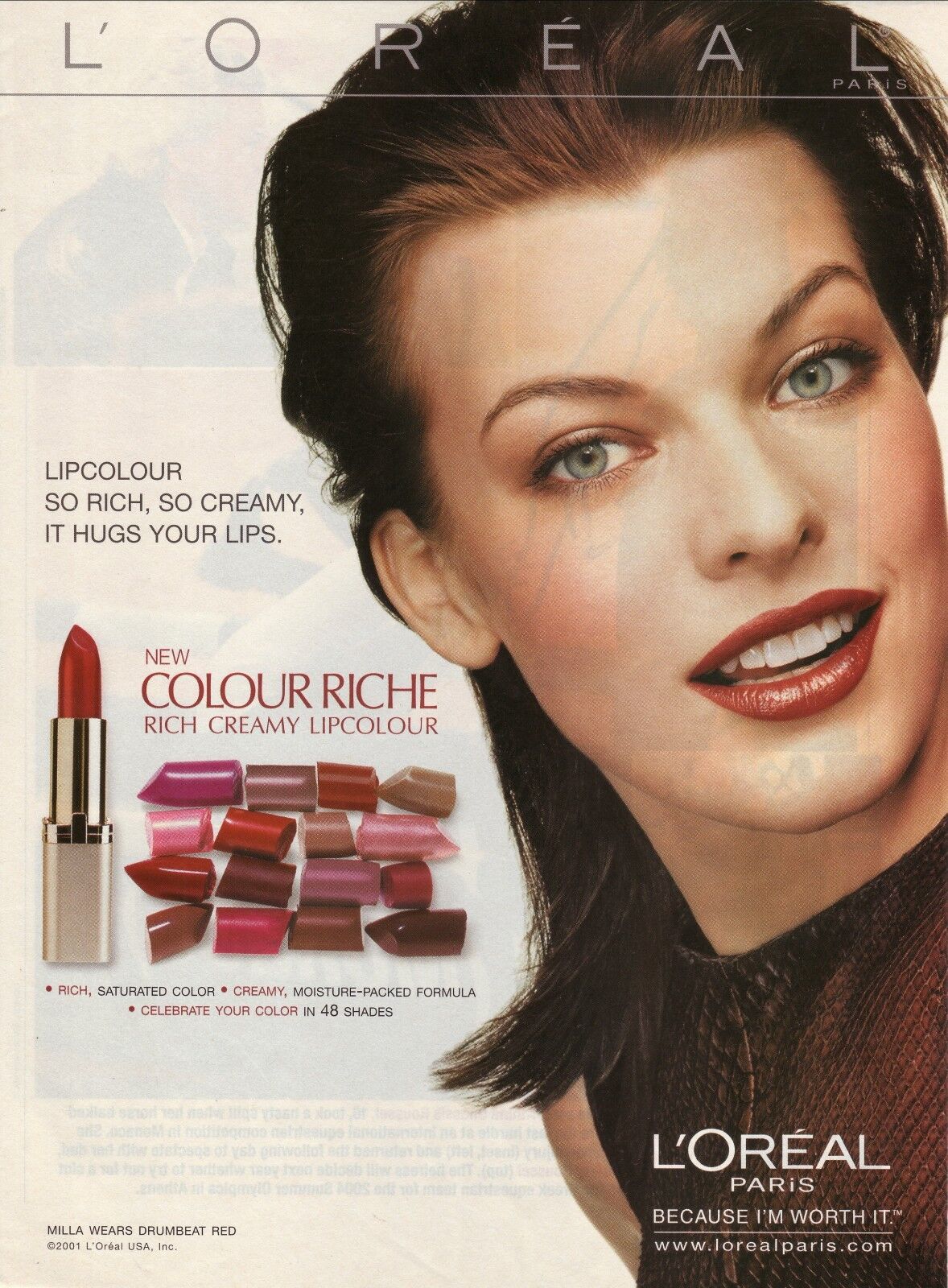 Milla Jovovich--L\'Oreal Colour Riche--2001 Print Ad