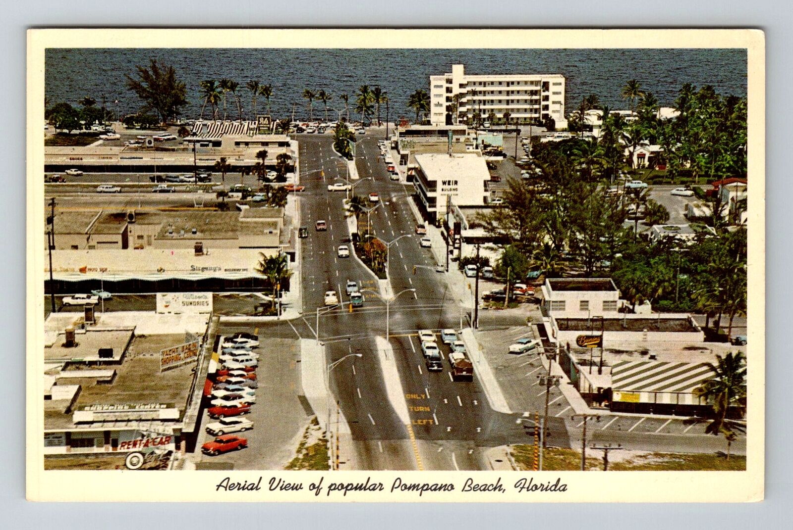 Pompano Beach FL-Florida, Aerial Photo Pompano Beach, Vintage Postcard