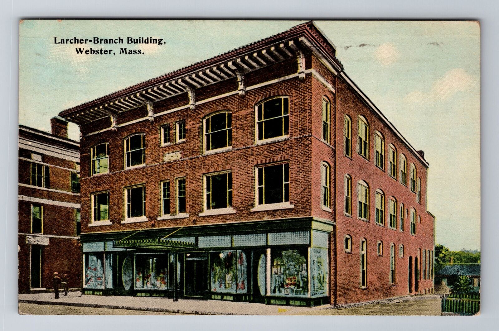 Webster MA-Massachusetts, Larcher-Branch Building, Vintage c1913 Postcard