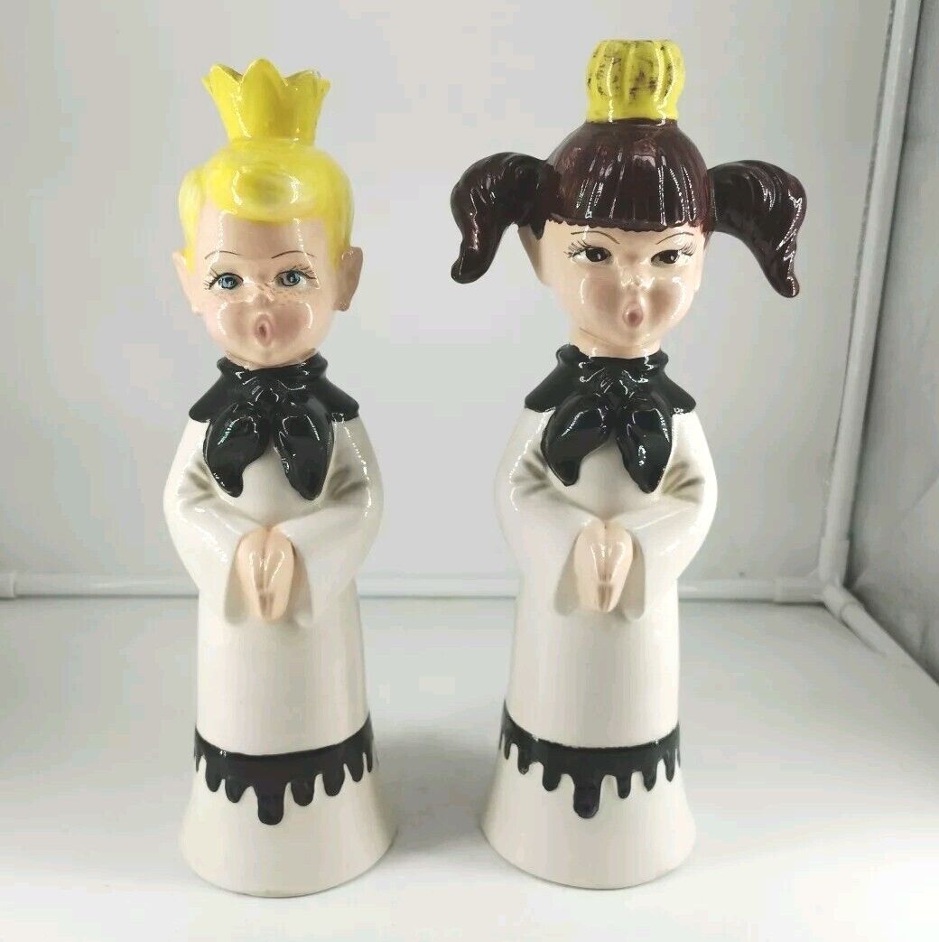 Vintage Boy and Girl Choir Figurine Candlesticks 12\