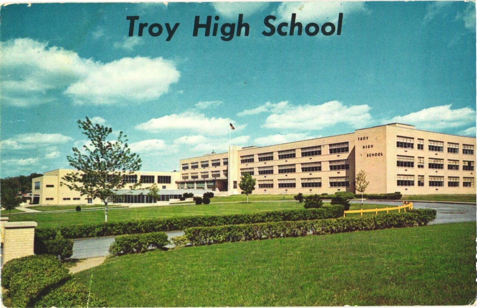 Panorama of Troy High School, Burdett Avenue, Troy, New York Postcard