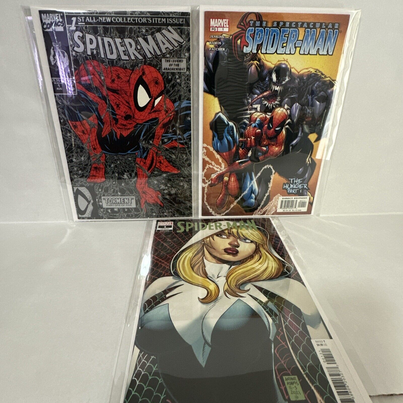 SPIDER-MAN #1 McFarlane Torment 1990 Silver Variant + 2022 # 1 and 2003 # 1