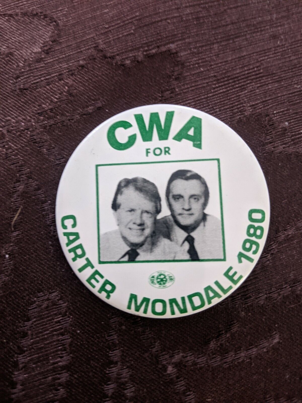 CWA For Jimmy Carter Mondale 1976 campaign pin button political President (A2)