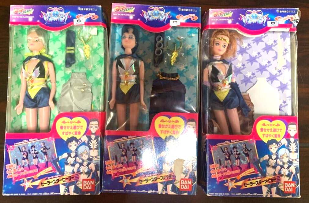 Sailor Stars Starlights dolls set of 3 BANDAI 1996 Rare JAPAN vintage
