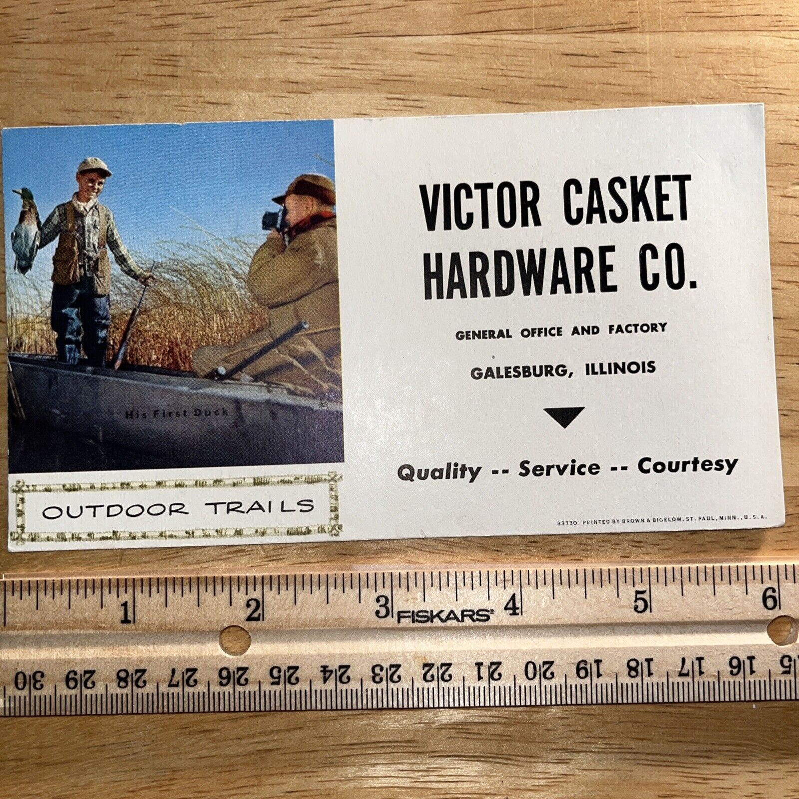 Victor Casket Hardware Co. Ink Blotter Vintage Galesburg, Illinois ADVERTISING