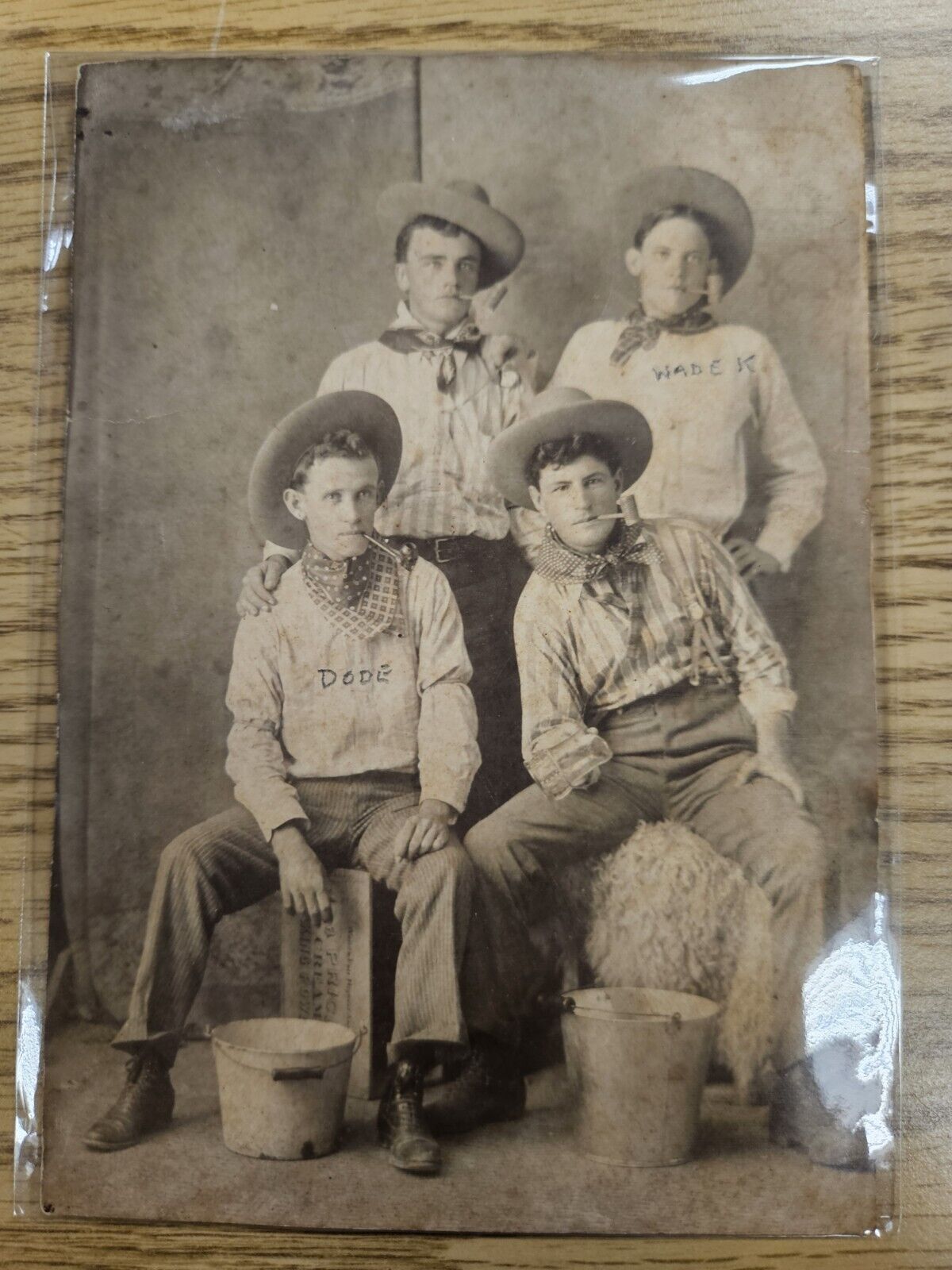 Antique Photograph Four Young Men      4” X 5 1/2”
