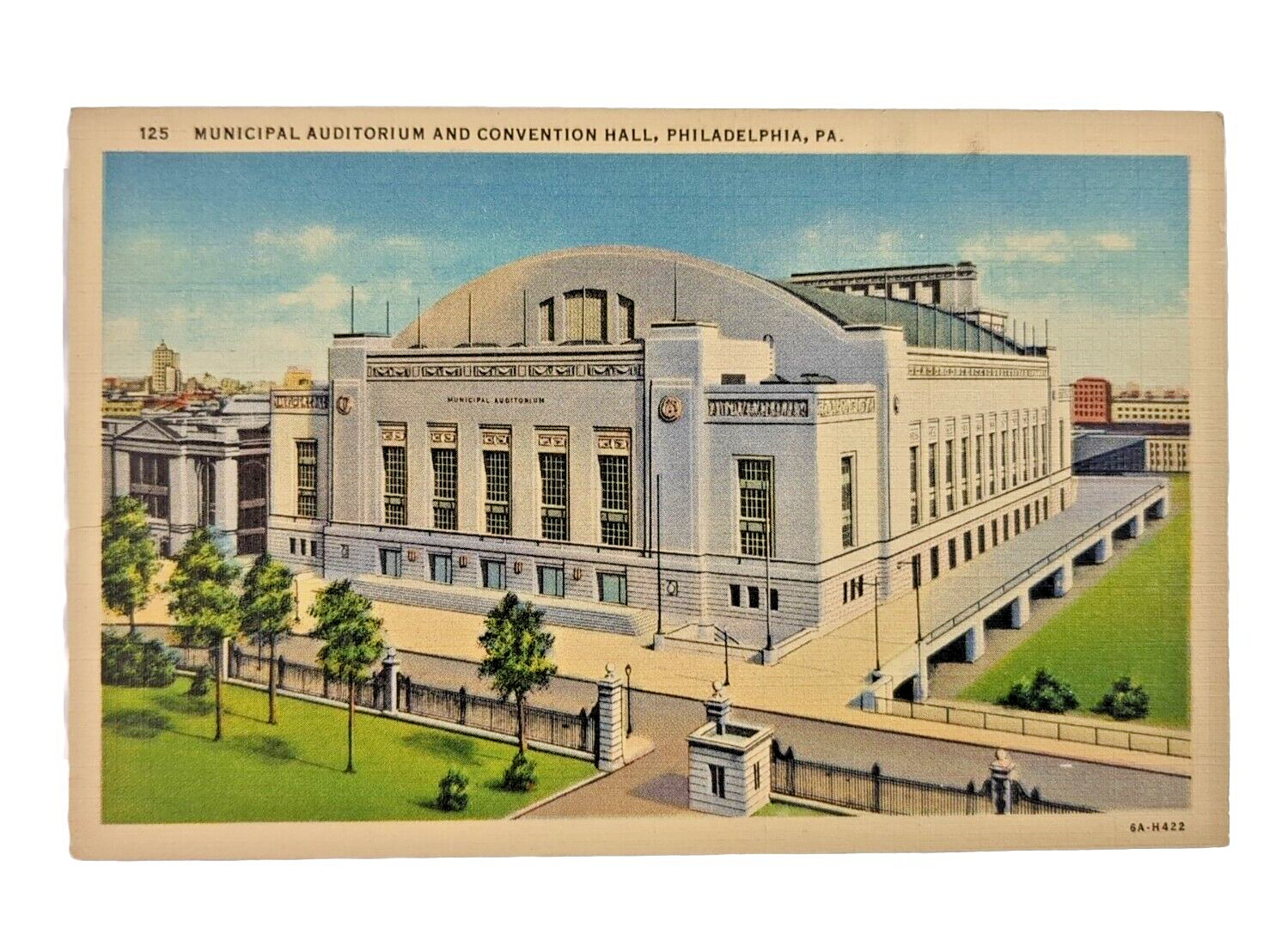 Philadelphia PA Auditorium Convention Hall Pennsylvania Linen Penny Postcard