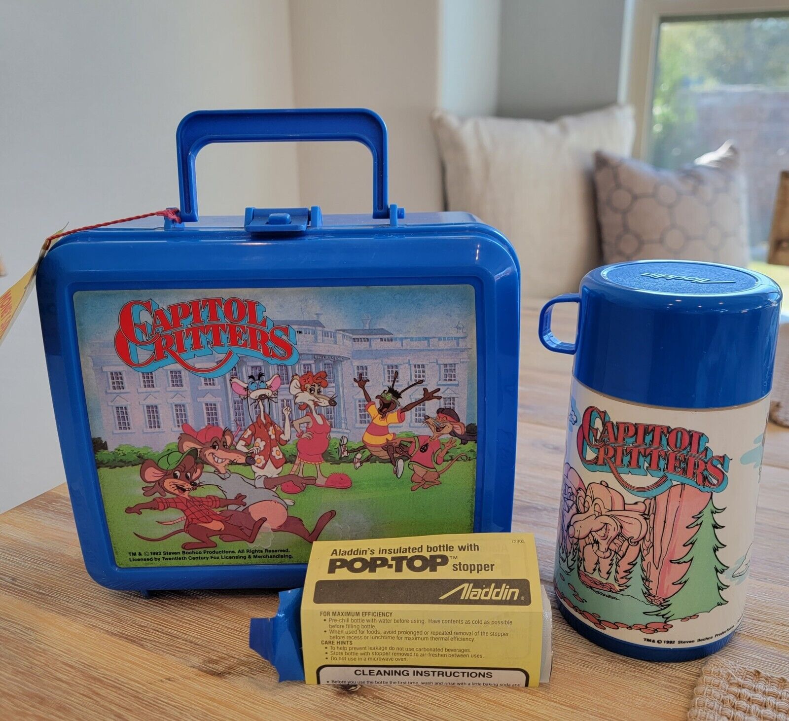 Vintage 1992 Capitol Critters Aladdin Blue Lunch Box & Thermos Set 72907 NEW
