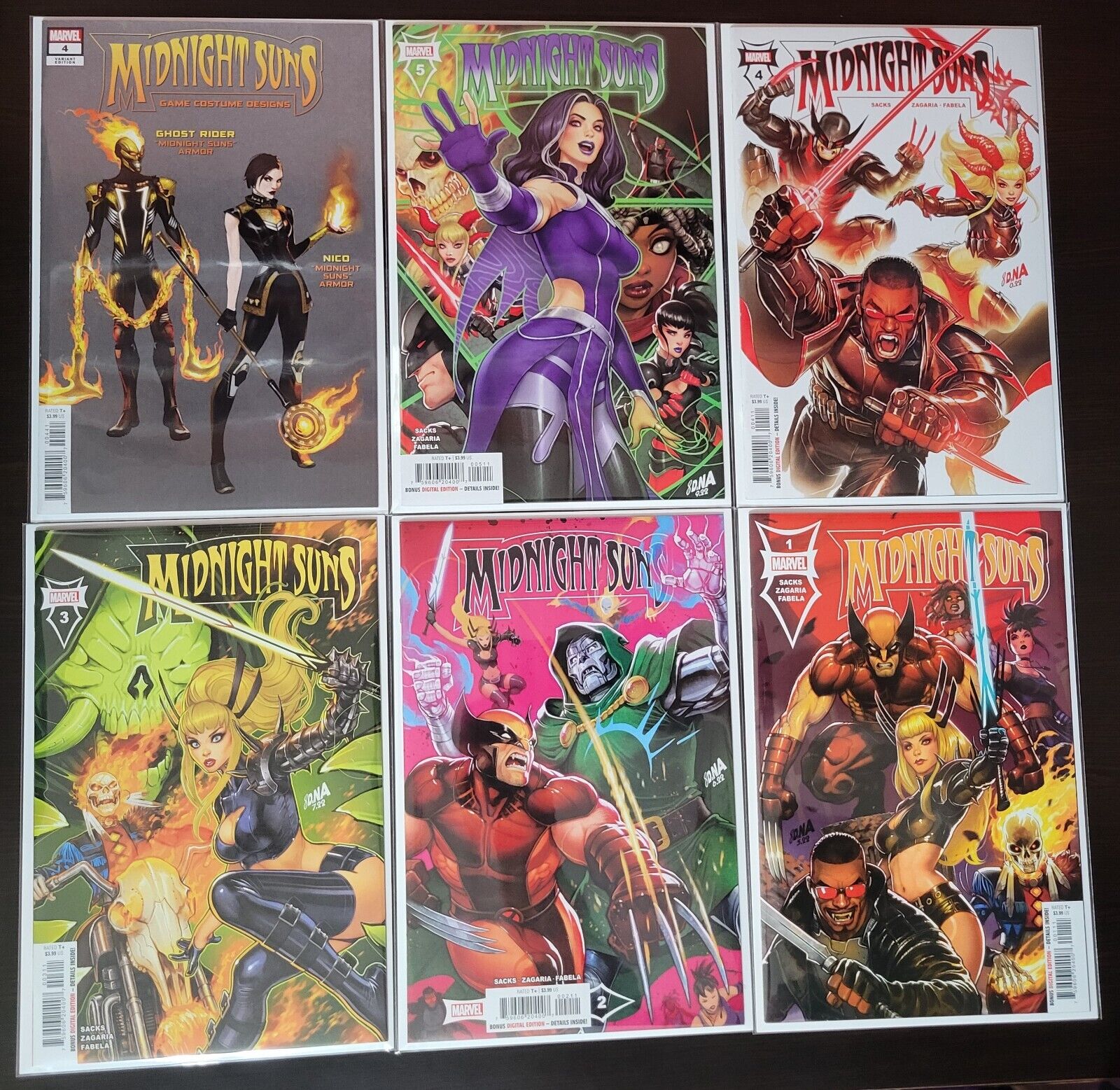 Midnight Suns #1 - #5 Complete Nakayama Covers + extra variant Lot of 6 Marvel