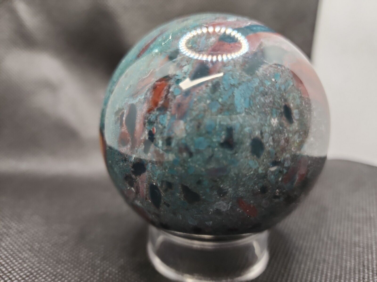 CRYSTAL Ocean Jasper Sphere & Holder