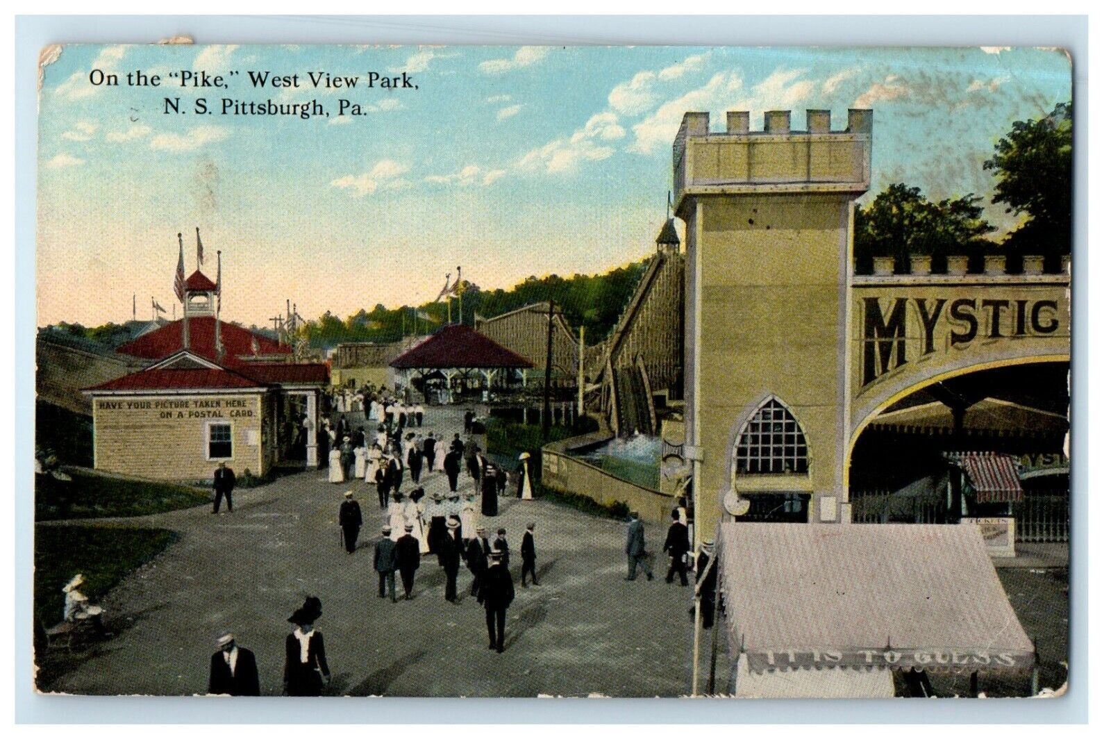1913 On The Pike West View Park N. S. Pittsburgh Pennsylvania PA Postcard