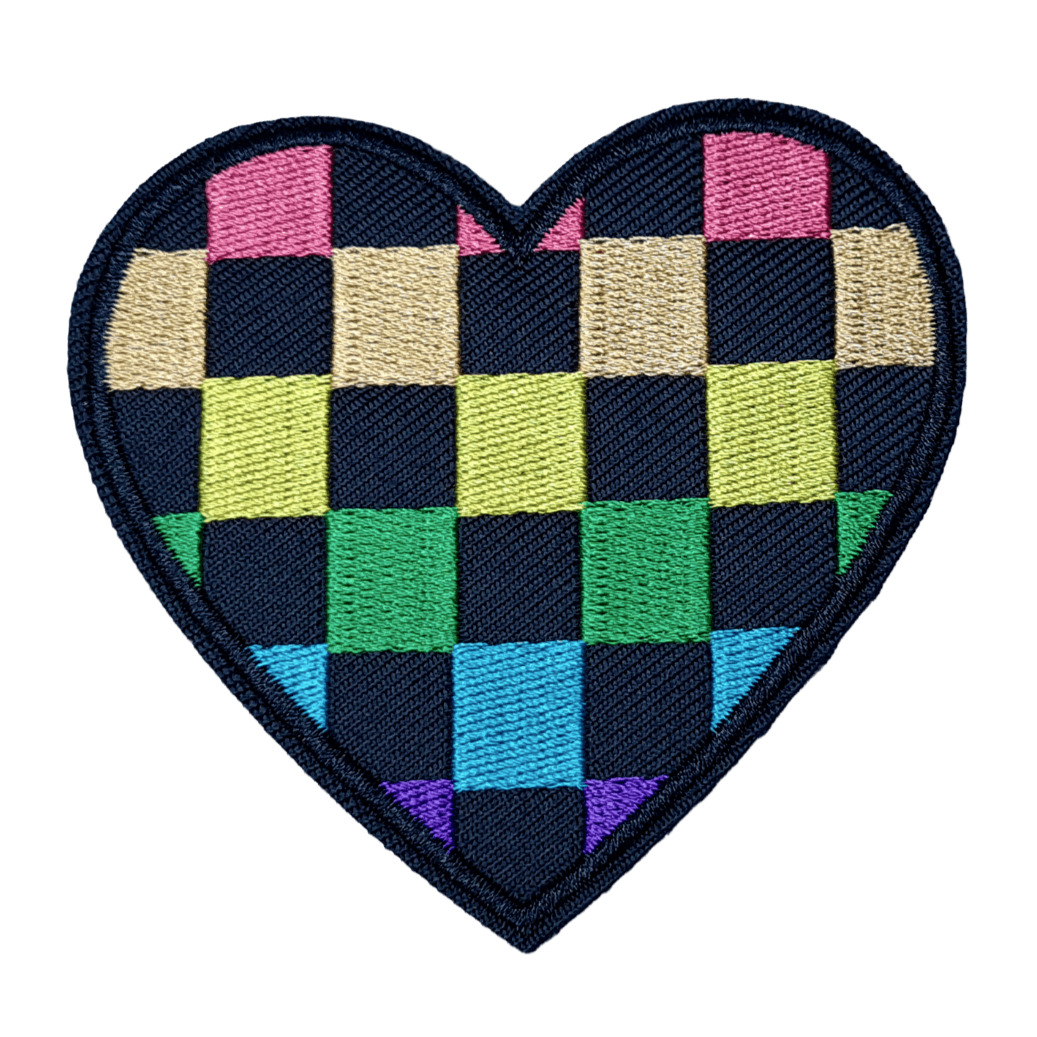 Chequered Rainbow Heart Patch | Iron On, Sew On, Gay Pride Patch, LGBT Applique