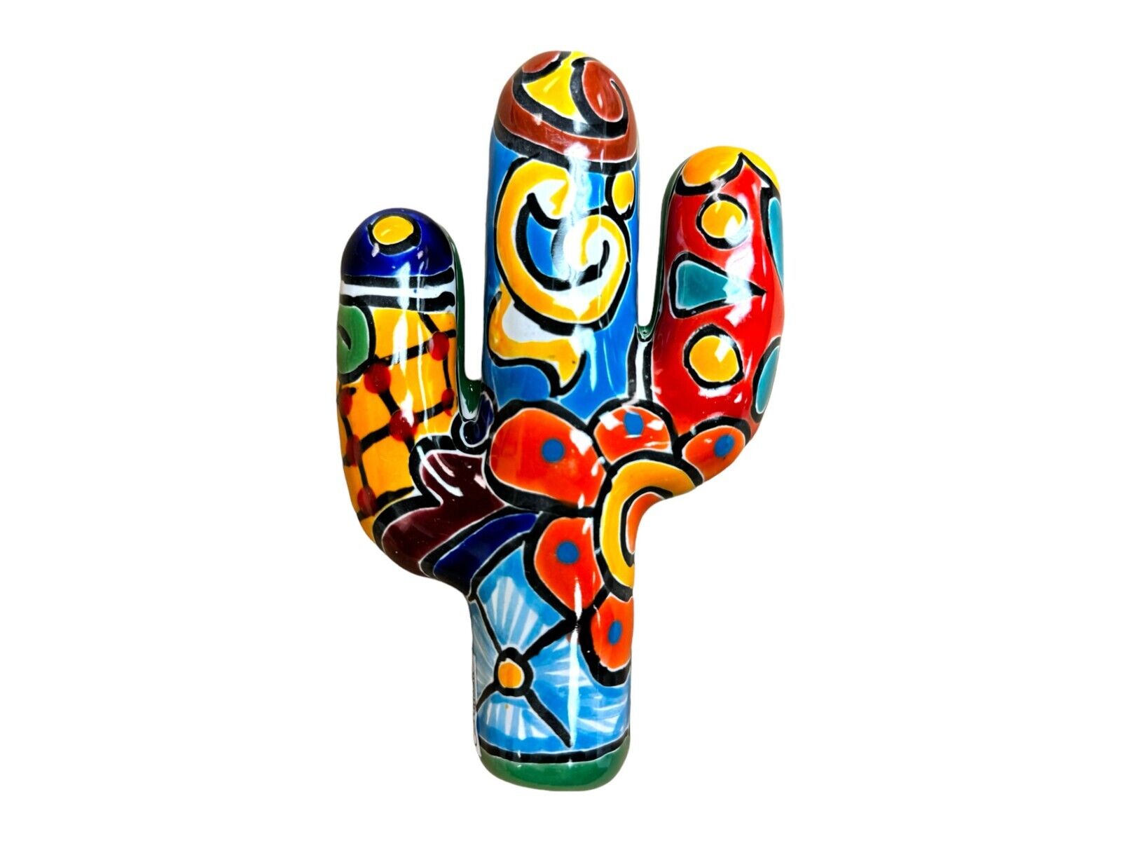 Talavera Wall Cactus Folk Art Mexican Pottery Home Decor Multicolor 6.25\