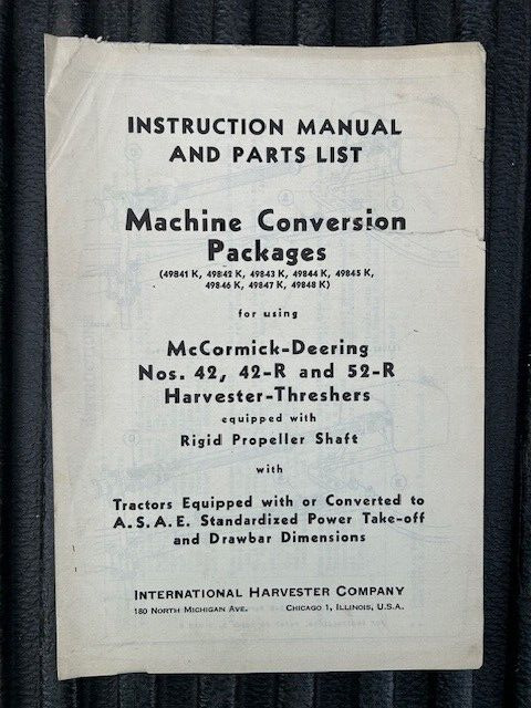 Vintage Original International Harvester Thresher Conversion package manual