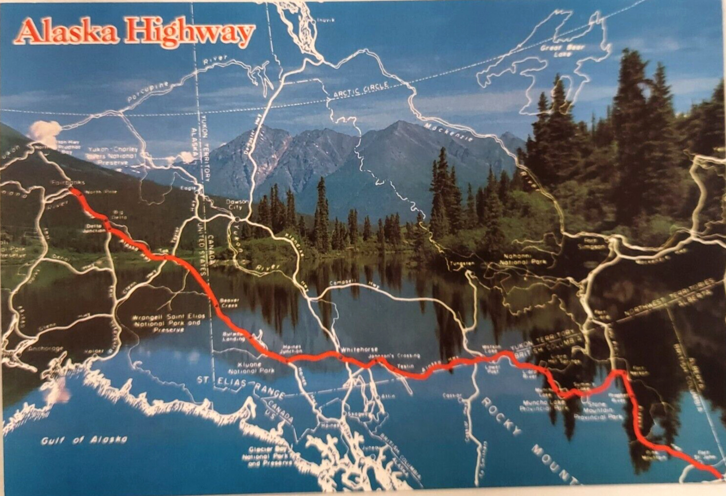 Postcard Alaska Highway Yukon Northwest Corner Canada British Columbia Alaska