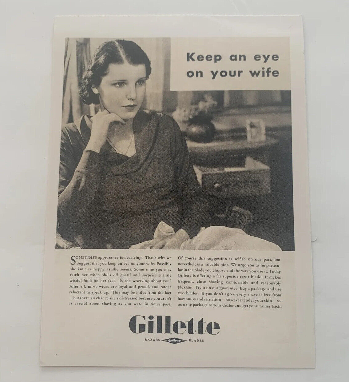 Vintage 1930s Reproduction 6.75” Gillette Razor Blades Ad Print Paper Collect