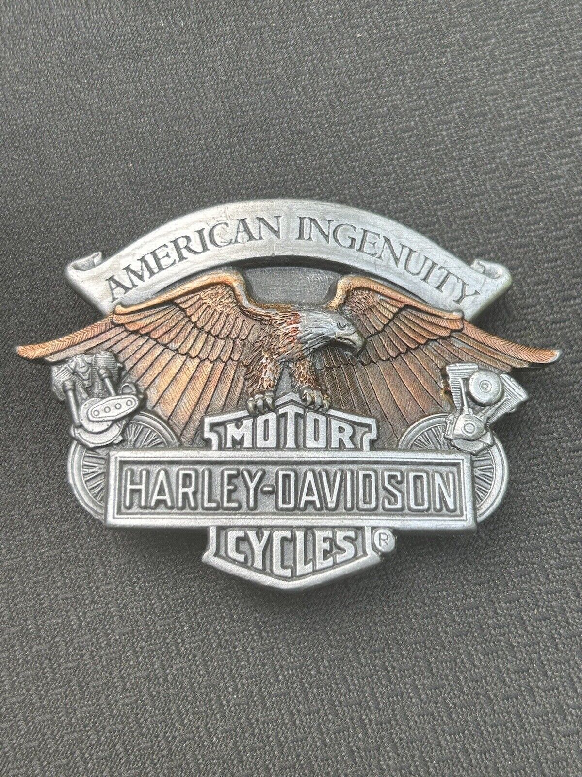 Vintage Harley Davidson Belt Buckle American Ingenuity Pewter 1995