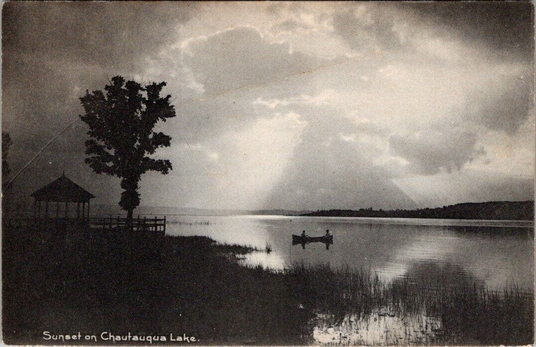 Chautauqua, NY, Lake at Sunset, Postcard, 1906 #2046