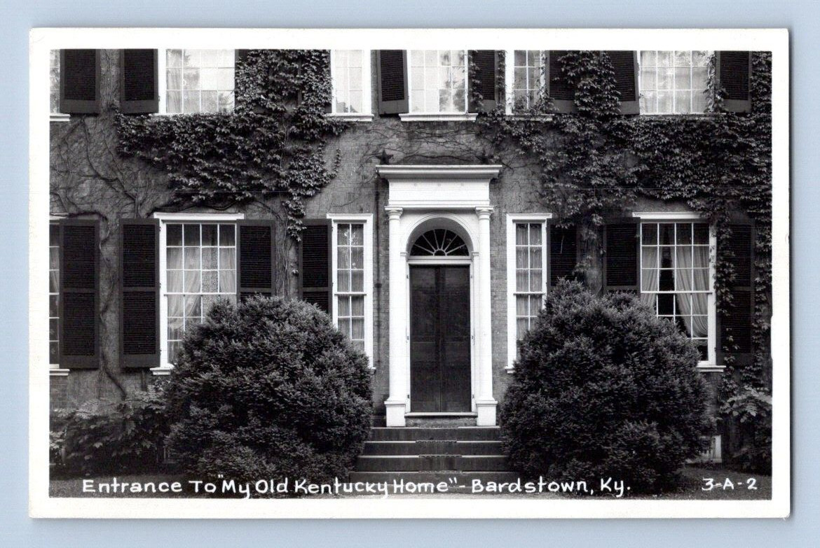 RPPC 1950\'S. BARDSTOWN, KY. ENTRANCE TO MY OLD KY HOME. POSTCARD 1A37