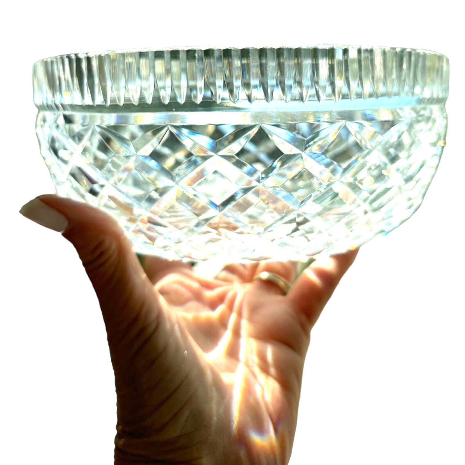 Vintage Waterford Killeen Diamond Pattern Medium 8” Crystal Bowl 