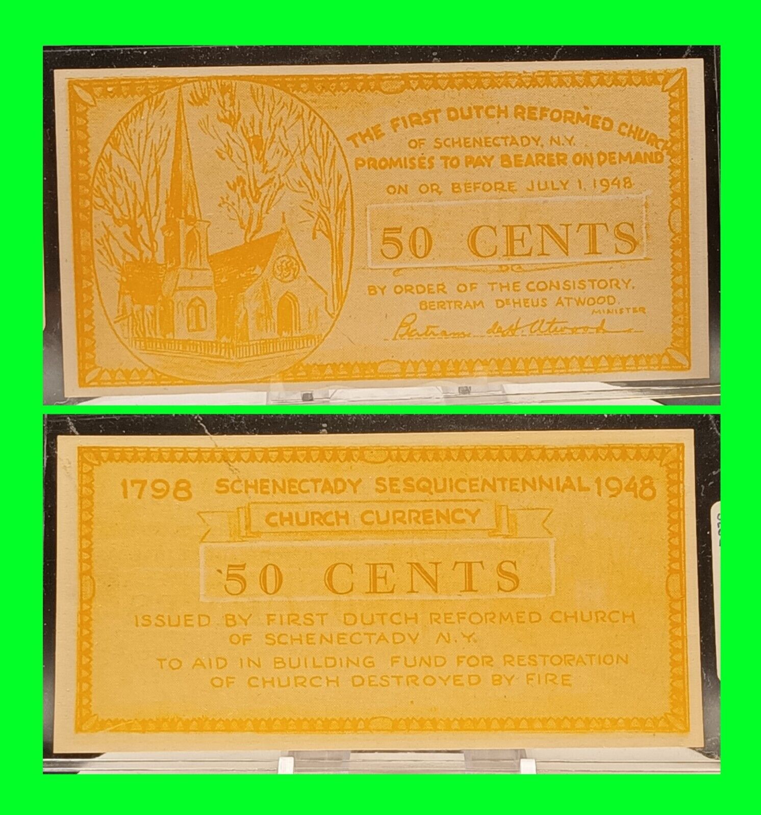 1948 First Dutch Reformed Church Schenectady New York 50 Cents