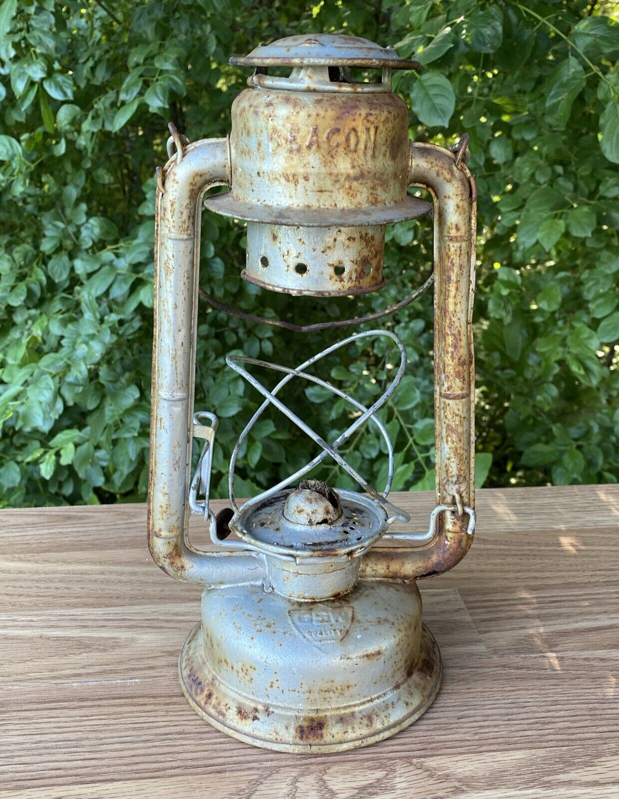 Vintage Beacon Windproof Tubular Kerosene Lantern Very Rough Shape