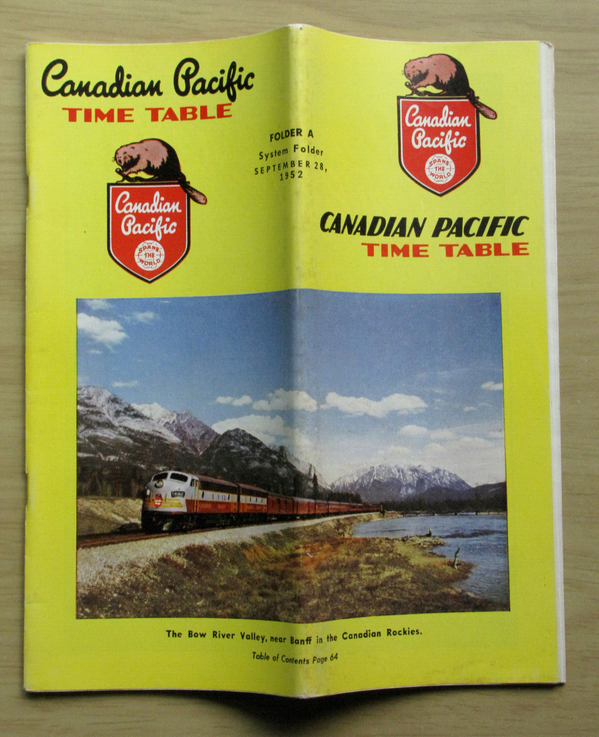 CP CANADIAN PACIFIC Public Timetable:  9/28/52 System