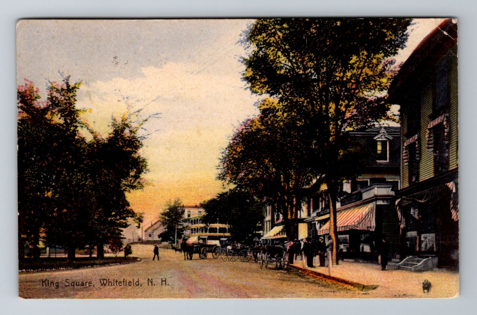 Whitefield NH-New Hampshire, King Square, Antique, Vintage c1910 Postcard