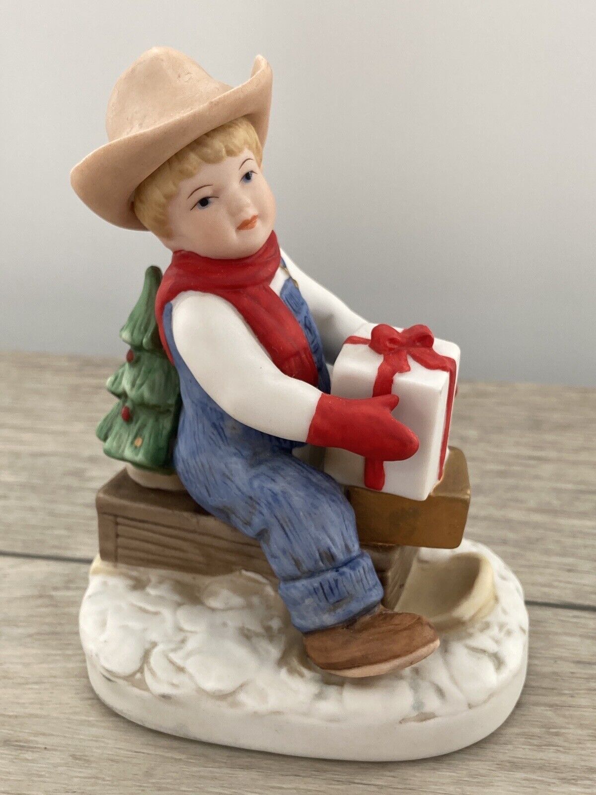 Denim Days Christmas Sled Boy Presents Homco Figurine 1528 Home Interiors Gifts
