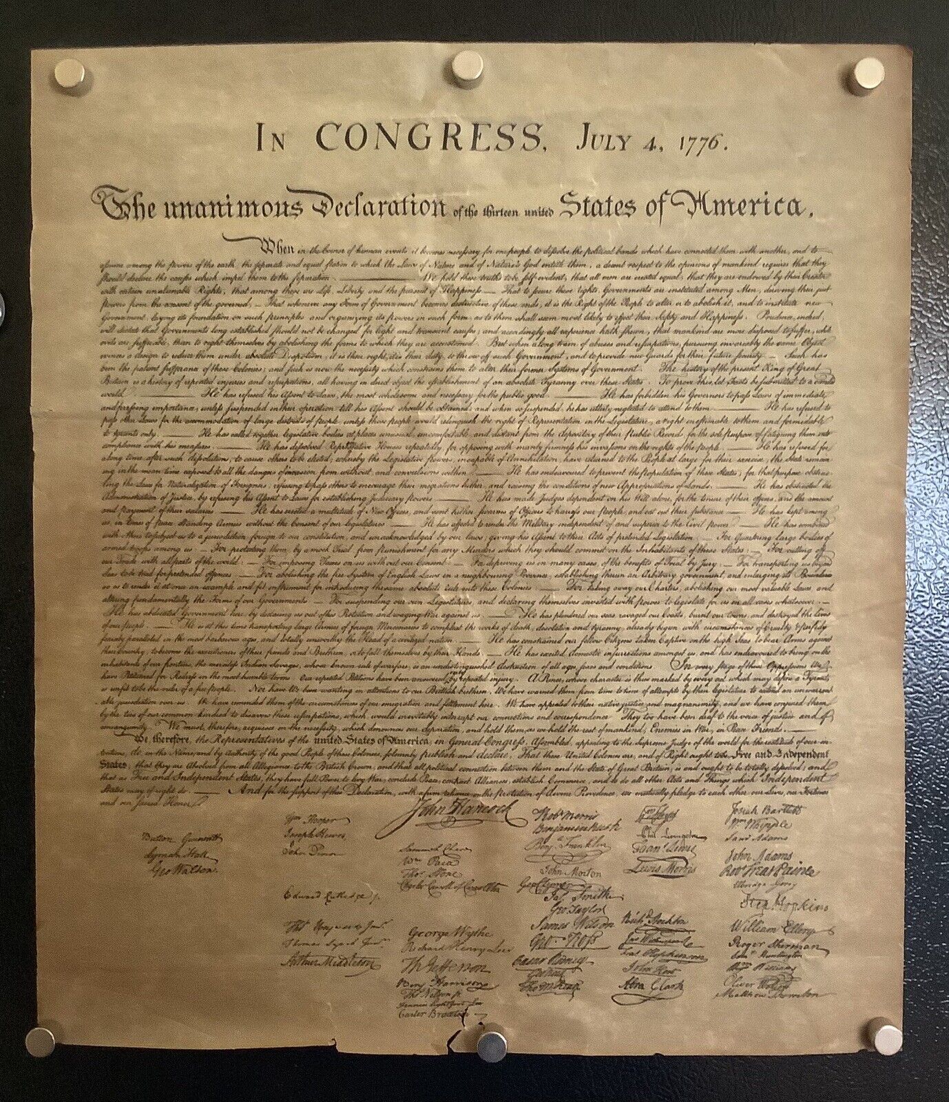 The Unanimous Declaration Of The Thirteen United States Of America