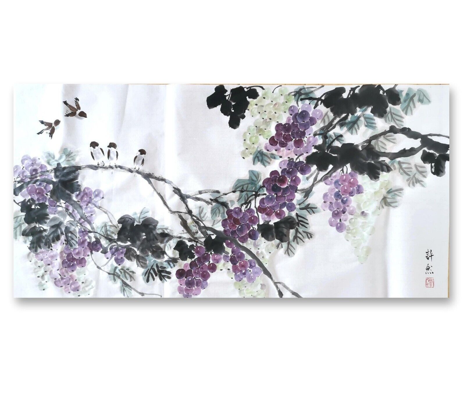 Original Chinese painting, Chinese Grape Ink Painting,bird painting