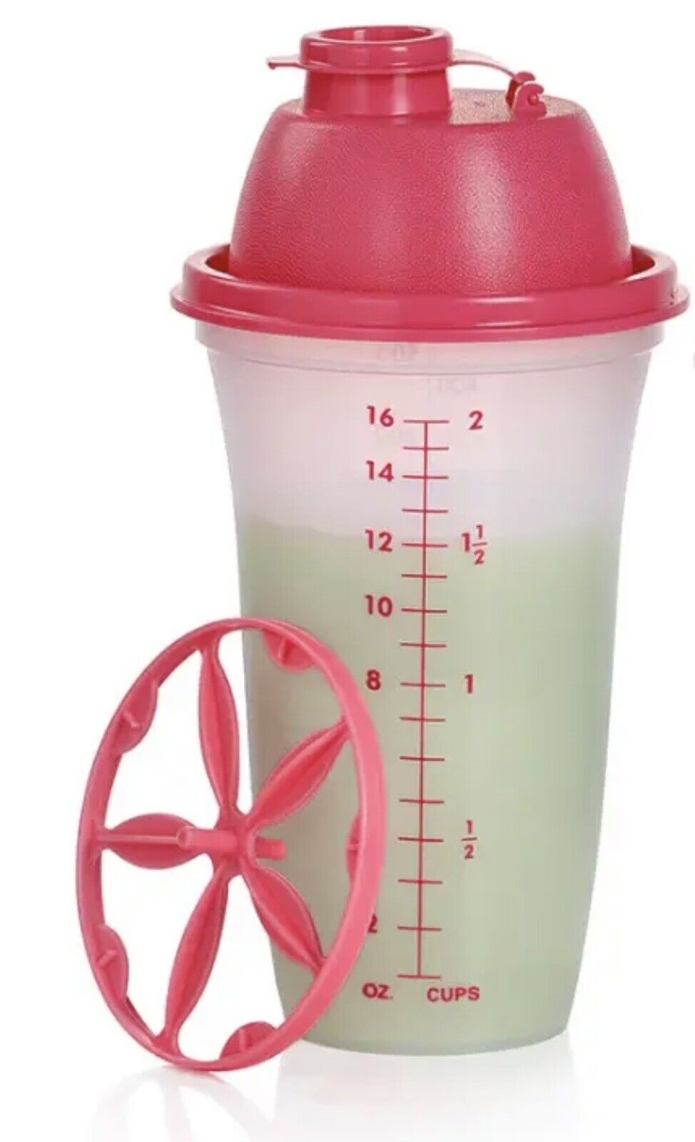Tupperware New Classic Quick Shake Container 2 cups 16 oz with Blender Disc