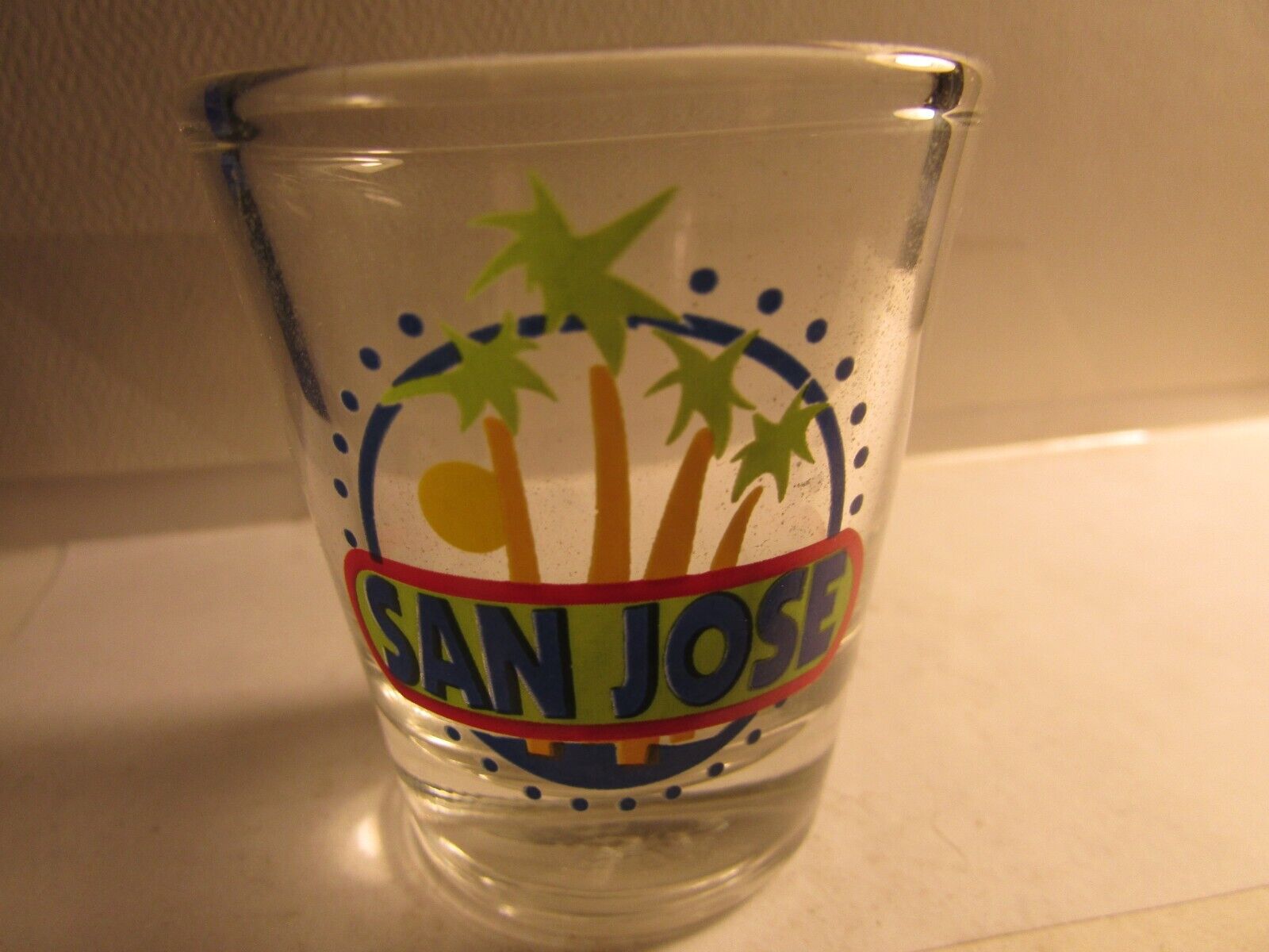 San Jose- palm tree logo on standard Shot Glass-new by Libbey