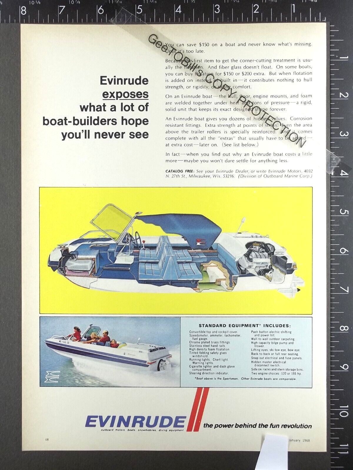 1968 ADVERTISEMENT for Evinrude Gull Wing ? Sportsman 16 ? boat