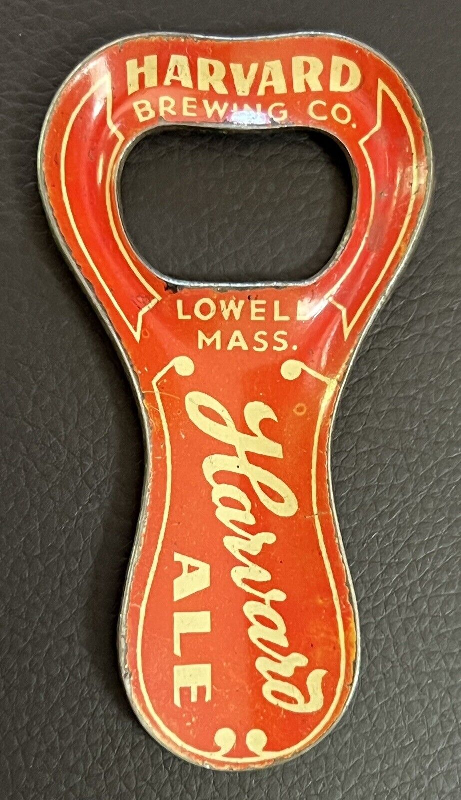 Excellent Rare Vintage Harvard Beer Enameled Beer Bottle Cap Opener - Lowell