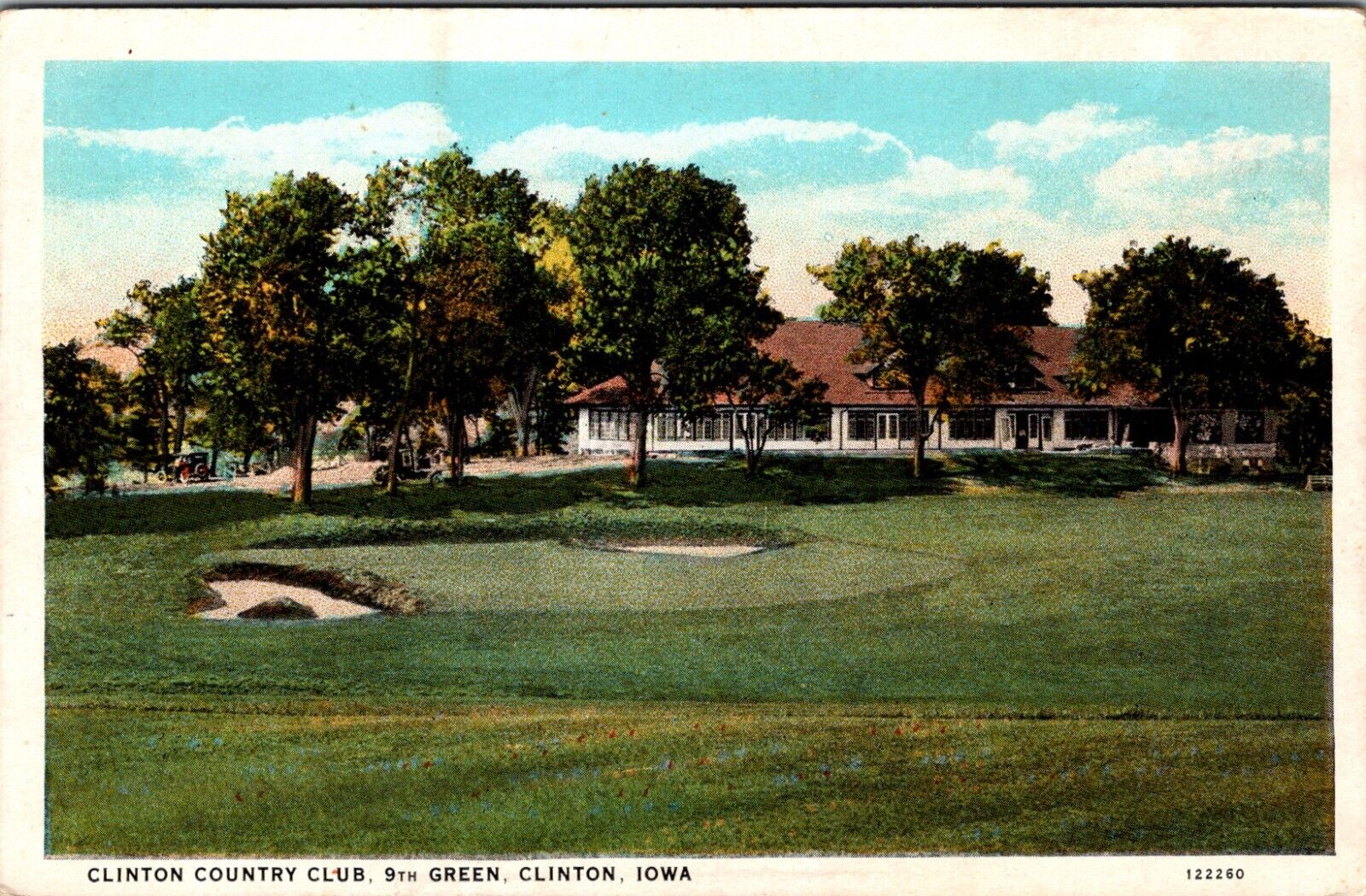 Clinton, Iowa Clinton County Club 9th Green Vintage Postcard J127