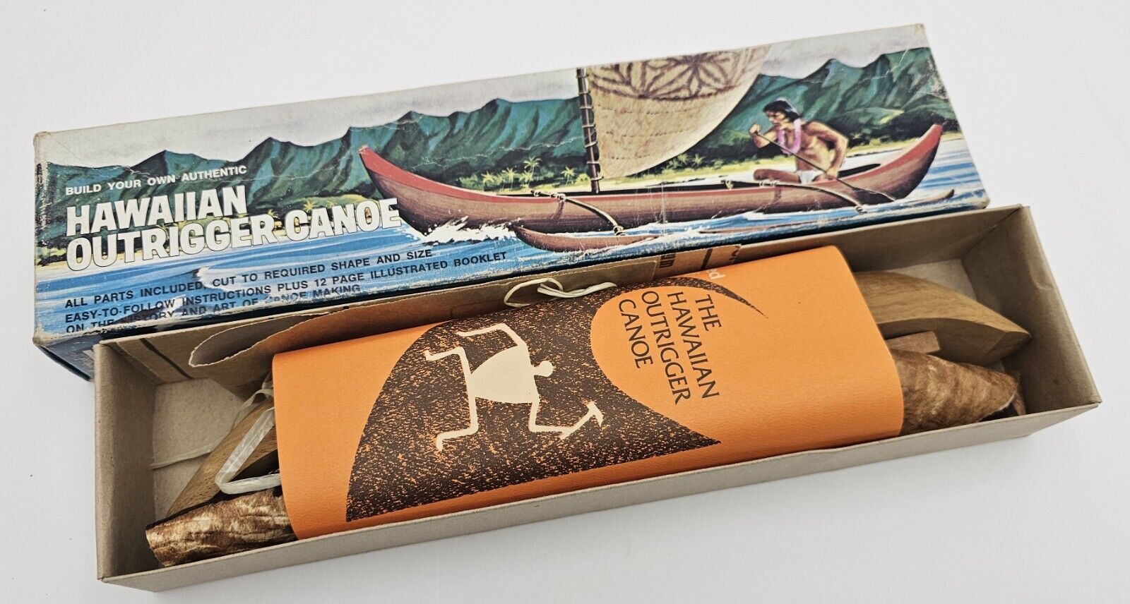Vintage Authentic Classic Wooden Outrigger Sailing Canoe Hawaiian Anekona Hawaii