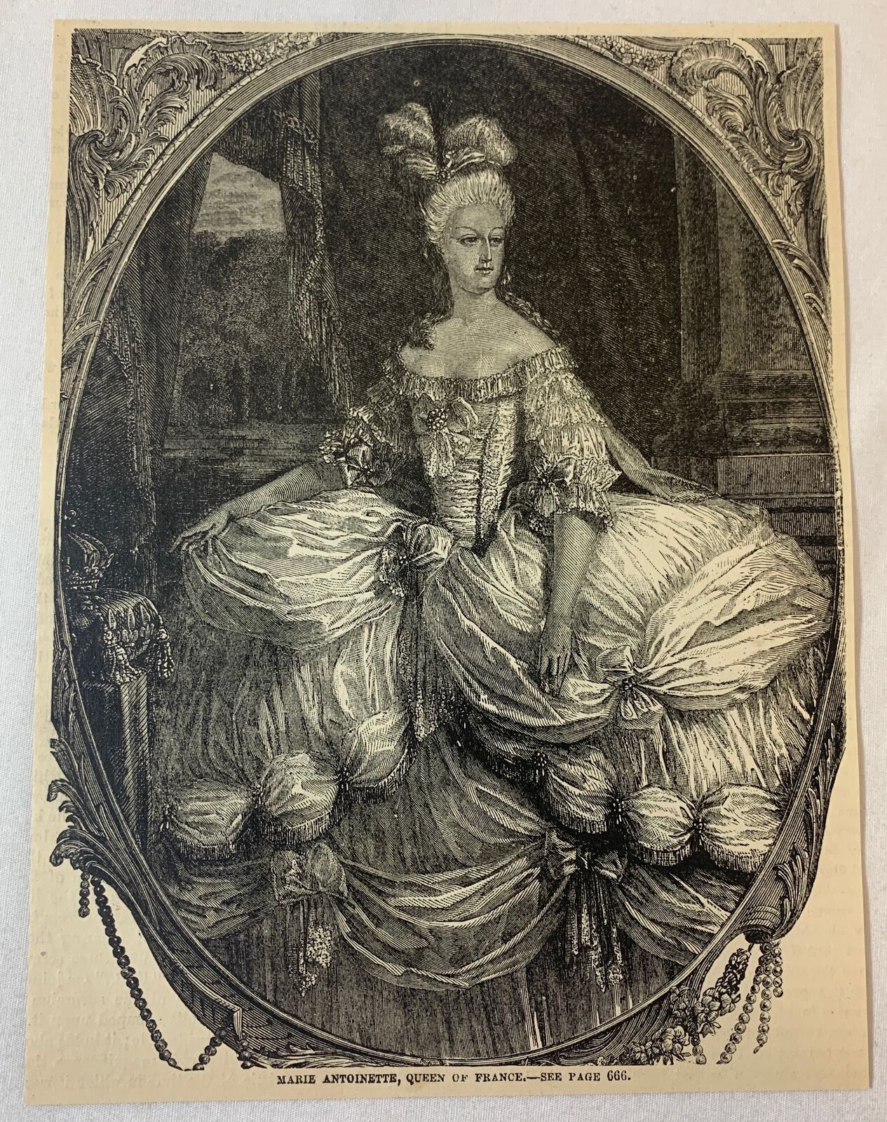 1876 magazine engraving~ MARIE ANTOINETTE, Queen Of France