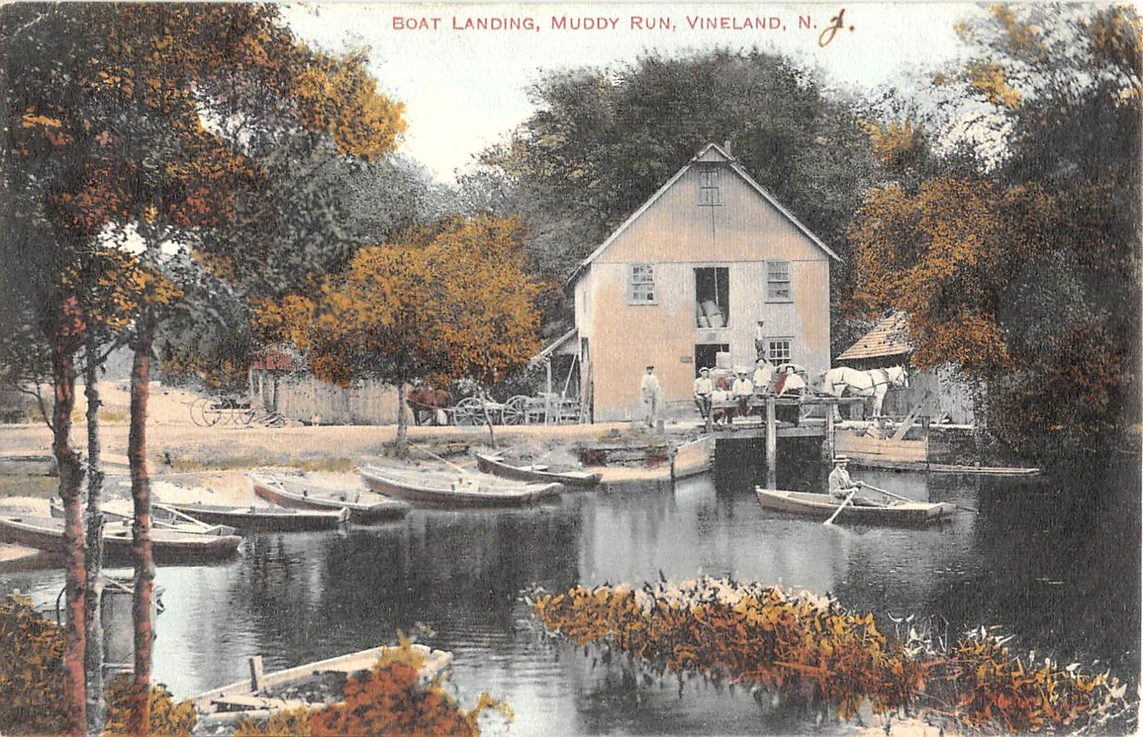 1909 Boat Landing Muddy Run Vineland NJ post card